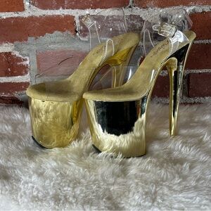 NWOB Gold Chrome Pleaser Flamingo 808s